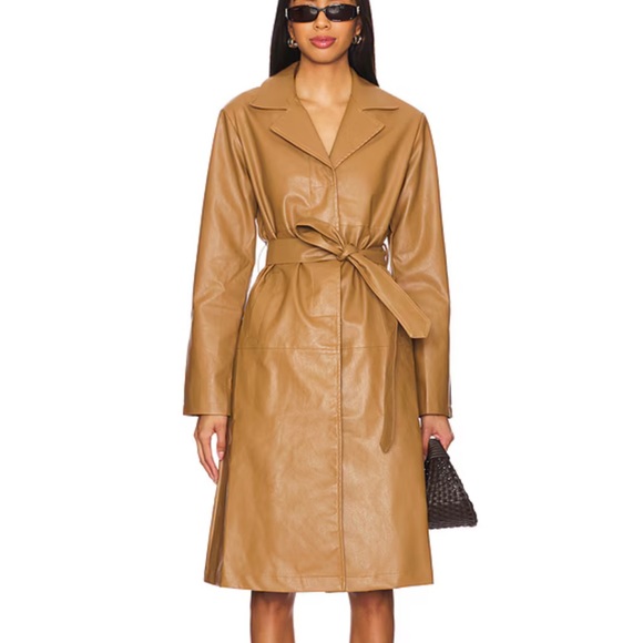 BEAND NEW WITH TAGS Viktoria Faux Leather Coat in Camel superdown - Picture 4 of 7
